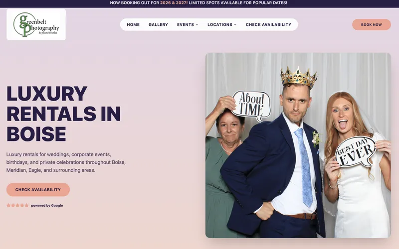 Screenshot of GreenBelt Photography website